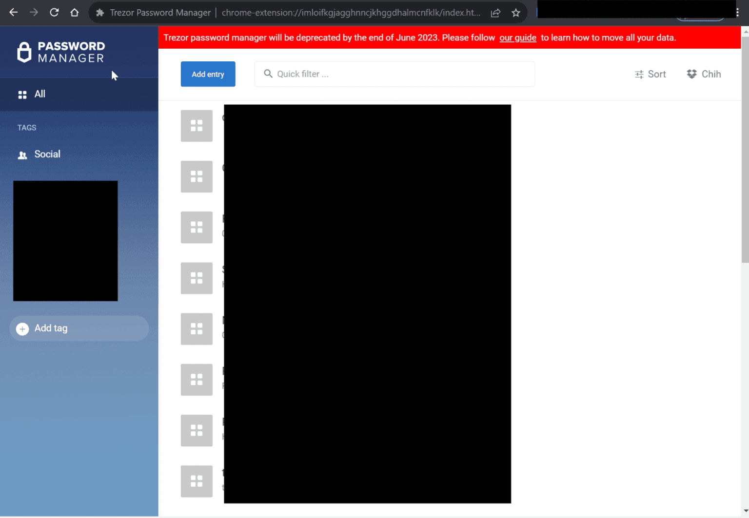 Success! Make sure to Export out all your passwords!